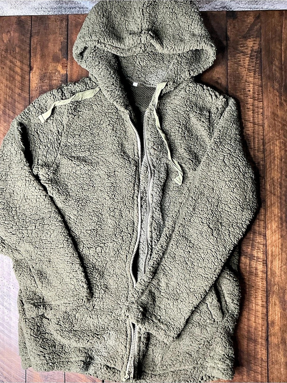 Green Teddy Fleece Hooded Jacket